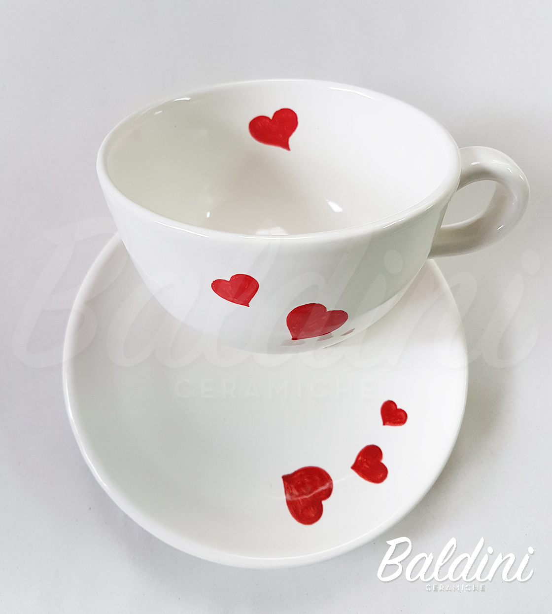 Set tazza da latte con piattino - Decoro San Valentino