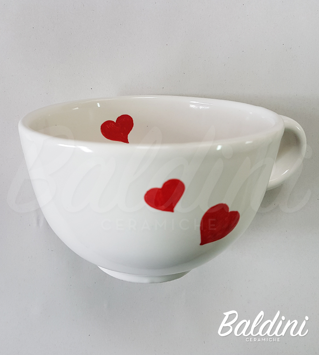 Set tazza da latte con piattino – Decoro San Valentino – Baldini Ceramiche